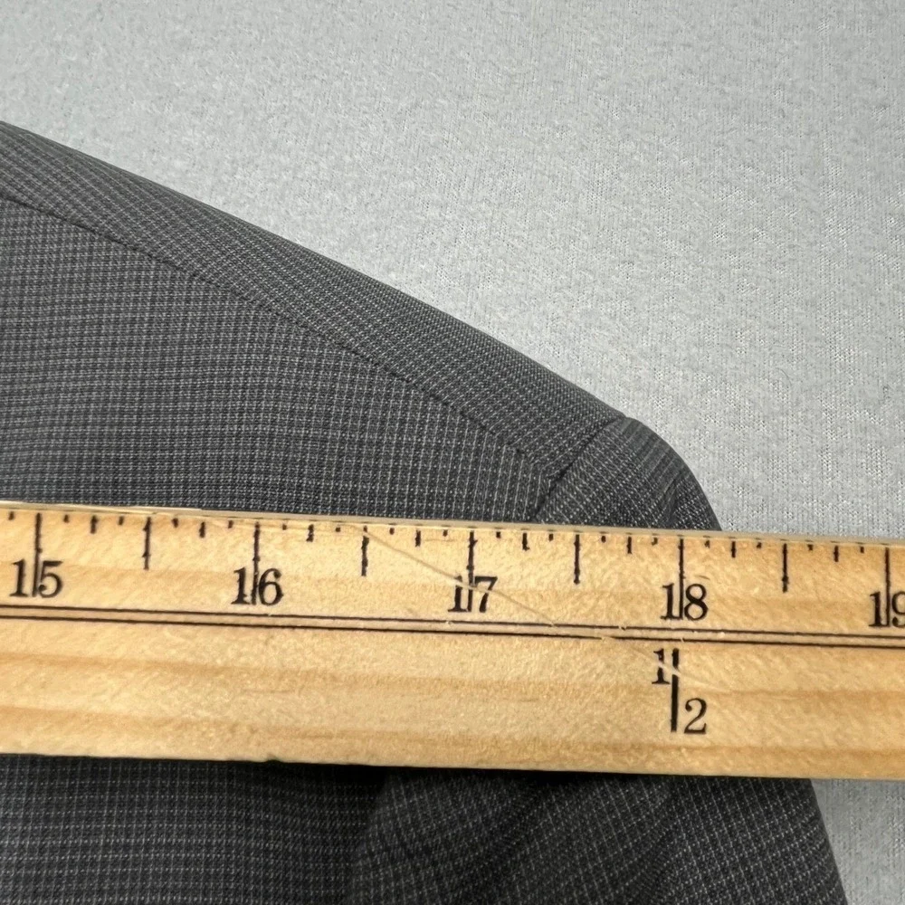 Hugo Boss Blazer AerinS Mens 40L Gray Micro Check Virgin Wool Blend‎ Sport Coat